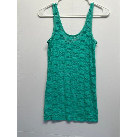 Y2K Aeropostale Teal Lace Sheer Tank Top Small Fairygrunge Coquette - Picture 6 of 7